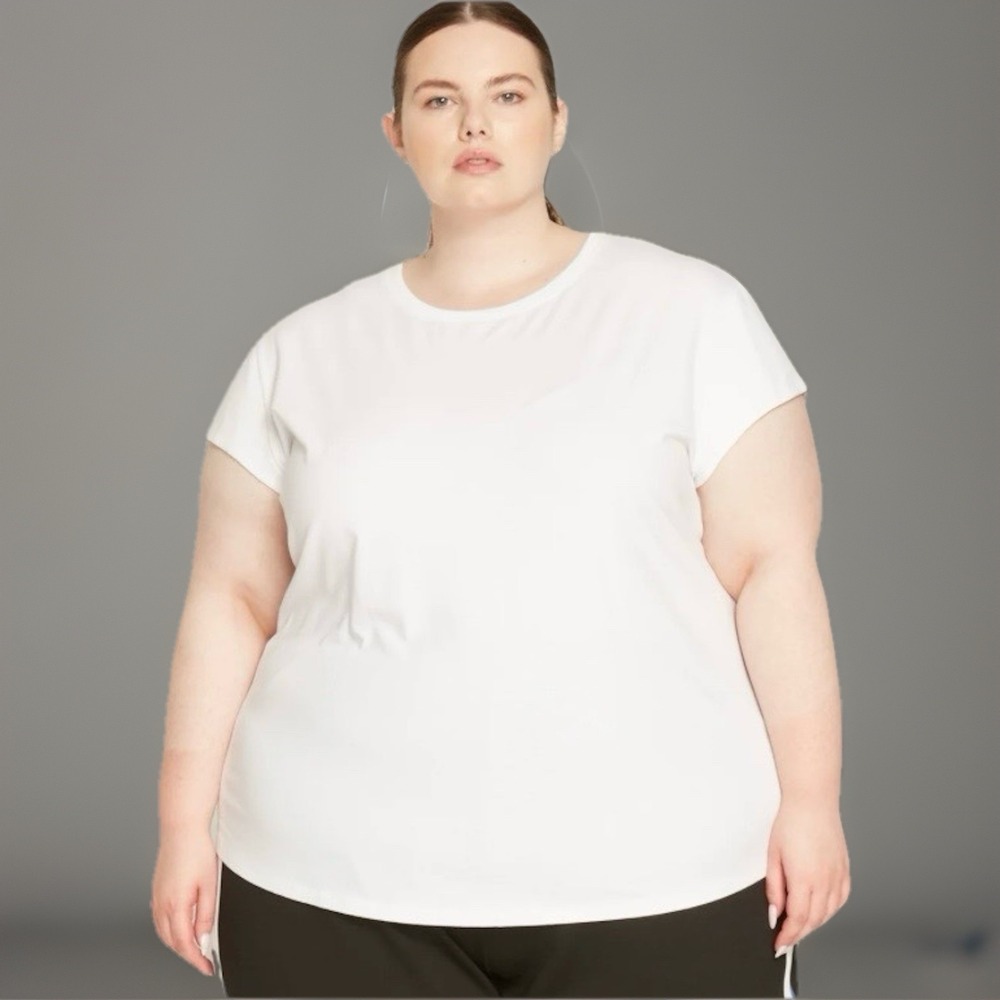 Universal Standard 4XL (US 7XL 38-40)  Ashley Cap Sleeve Tee White Effortless